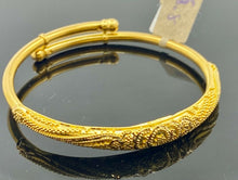 22k Bangle Solid Gold Simple Children Adjustable Filigree Design BR1141 - Royal Dubai Jewellers