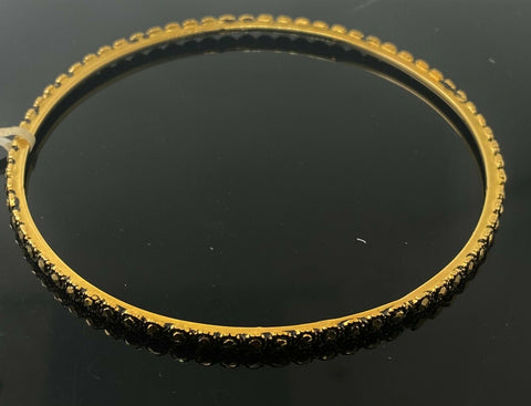 22k Bangle Solid Gold Elegant Classic Filigree With black Enamel Design B345 - Royal Dubai Jewellers