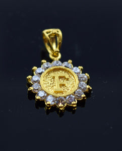 22k Solid Gold Round Shape Pendent F letter pf4 - Royal Dubai Jewellers
