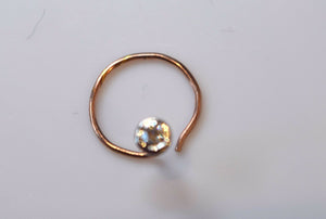 Authentic 18K Rose Gold Nose Ring Round-Cut-Diamond VS2 n031 - Royal Dubai Jewellers