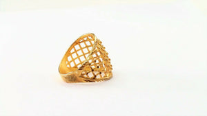 22k Ring Solid Gold ELEGANT Charm Ladies Cross Net Band SIZE 7 "RESIZABLE" r2346 - Royal Dubai Jewellers