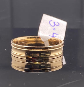 18k Solid Gold Ring Band Plain Diamond Cutting and High Polish Design R2546z - Royal Dubai Jewellers