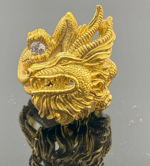 22k Ring Solid Gold ELEGANT Charm Dragon Legend Band SIZE 5.75 