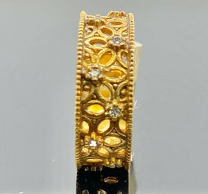 22k Ring Solid Gold ELEGANT Filigree Floral Ladies Band r2547 - Royal Dubai Jewellers