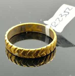 22k Ring Solid Gold ELEGANT Charm Mens V Shape Band SIZE 11 "RESIZABLE" r2352 - Royal Dubai Jewellers
