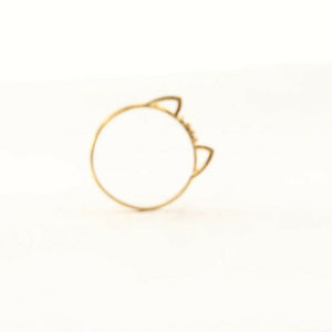 22k Ring Solid Gold ELEGANT Charm Teen Cute Cat Band SIZE 7.5 "RESIZABLE" r2149 - Royal Dubai Jewellers