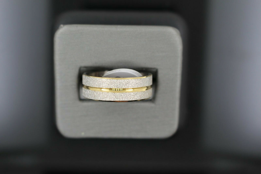 18k Solid Gold Elegant Ladies Modern Sandstone Finish Band Ring R9094m - Royal Dubai Jewellers