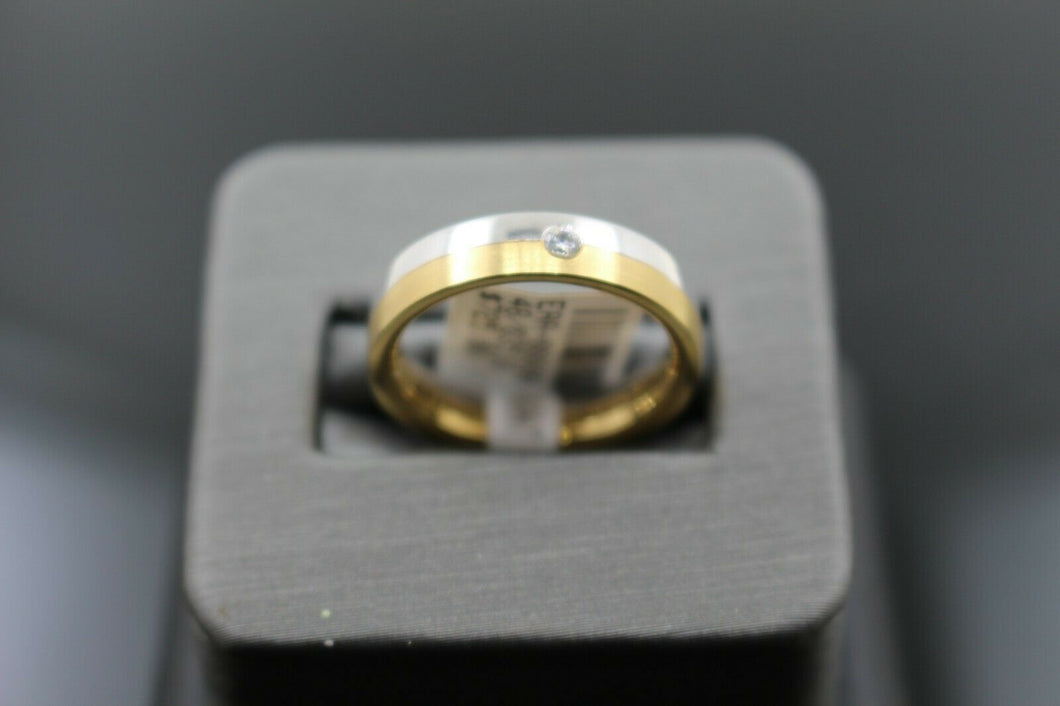 18k Solid Gold Elegant Ladies Modern Zirconia Shiny Finish Band Ring R9447m - Royal Dubai Jewellers