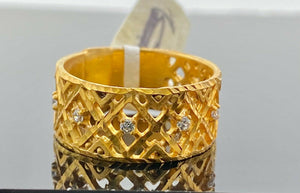 22k Ring Solid Gold ELEGANT Charm Ladies Band SIZE 7.5 "RESIZABLE" r2578mon - Royal Dubai Jewellers