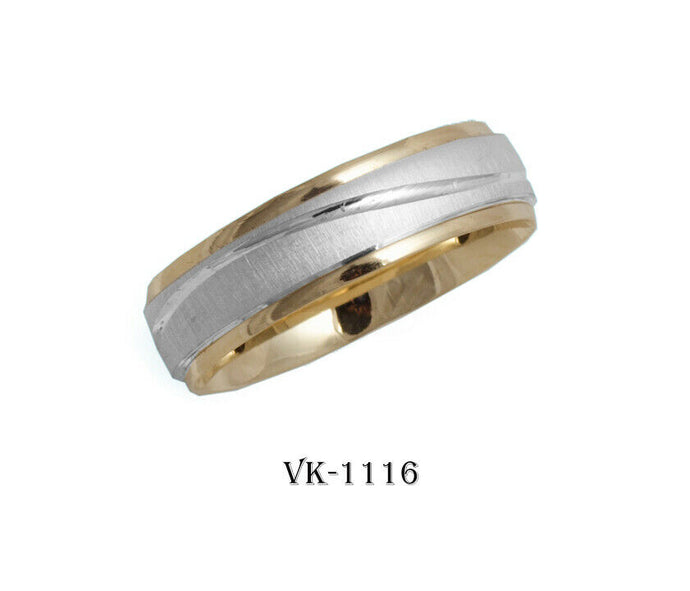 14k Solid Gold Elegant Ladies Modern Matte Finish Flat Band 6MM Ring VK1116v - Royal Dubai Jewellers