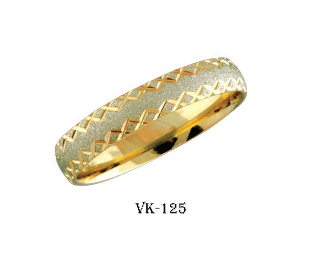 18k Solid Gold Elegant Ladies Modern Sandstone Finish Flat Band 4MM Ring Vk125v - Royal Dubai Jewellers
