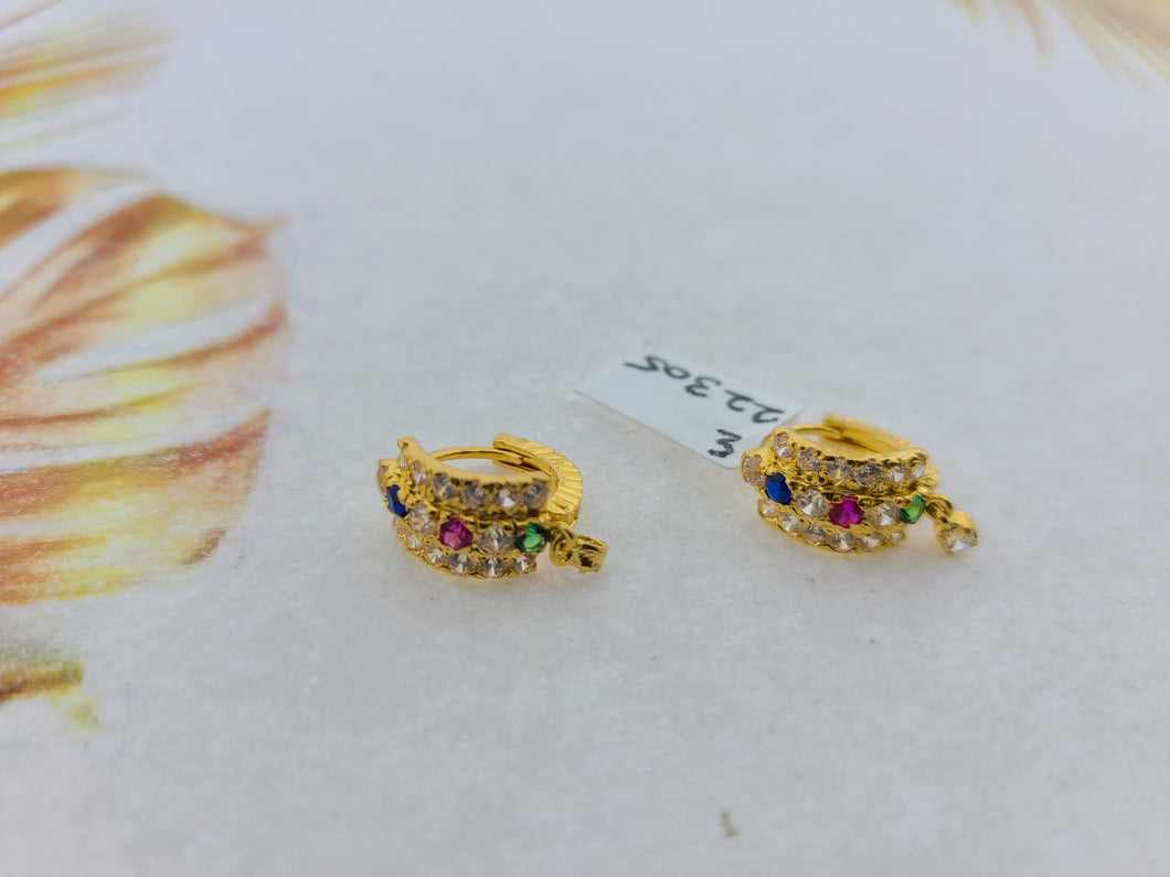 22K Solid Gold Multicolored Clip Ons E22305 - Royal Dubai Jewellers