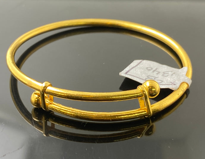 22k solid Gold kids Handmade Designer Adjustable Kada Bangle CB1340 - Royal Dubai Jewellers