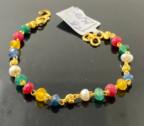 22k Solid Gold Kids Designer Multicolor Beads Bracelet CB1517 - Royal Dubai Jewellers