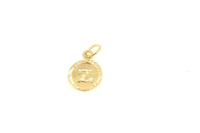 22k 22ct Solid Gold Charm Letter Z Pendant Oval Design p1153 ns - Royal Dubai Jewellers