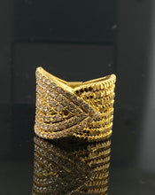 22K Solid Gold Stones Overlapping Ring R5441 - Royal Dubai Jewellers