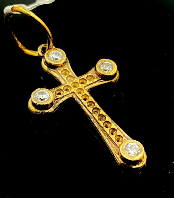 22k Pendant Solid Gold ELEGANT Simple Cross Pendant P4115 - Royal Dubai Jewellers