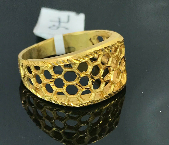 22k Ring Solid Gold ELEGANT Charm Honeycomb Band SIZE 8 