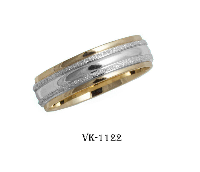 18k Solid Gold Elegant Ladies Modern Shiny Stone Flat Band 6MM Ring VK1122v - Royal Dubai Jewellers