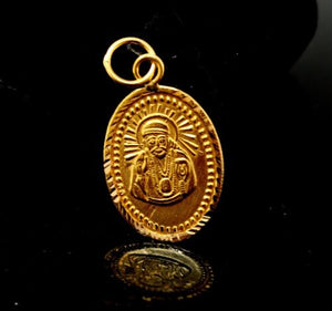 22k Solid Gold 3D OM OHM SHRI SHIRDI SAI BABA Hindu Religious pendant p1018 ns - Royal Dubai Jewellers