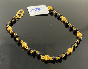 22K Solid Gold Black Beads Bracelet CB1574 - Royal Dubai Jewellers