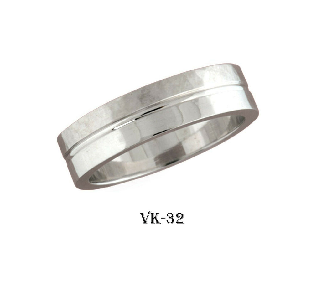 14k Solid Gold Elegant Ladies Modern Vertical Carbide Flat Band 6MM Ring VK32v - Royal Dubai Jewellers
