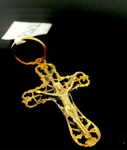 22k Pendant Solid Gold ELEGANT Simple Jesus Cross Crucifix Pendant P2012 - Royal Dubai Jewellers