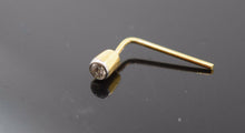 Authentic 18K Yellow Gold L-Shaped Nose Pin Stud Round-Cut-Diamond VS2 n068 - Royal Dubai Jewellers