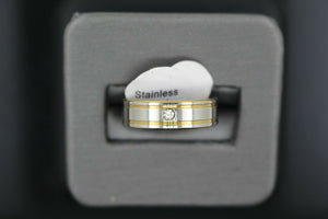 18k Solid Gold Elegant Ladies Modern Zirconia Shiny Finish Band Ring R9391m - Royal Dubai Jewellers