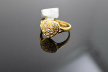 22k Ring Solid Gold Ring Ladies Jewelry Modern Heart Shape With Stone R46 - Royal Dubai Jewellers