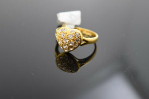 22k Ring Solid Gold Ring Ladies Jewelry Modern Heart Shape With Stone R46 - Royal Dubai Jewellers
