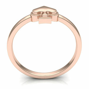 18k Ring Solid Rose Gold Ladies Jewelry Elegant Simple Spade Design CGR56R - Royal Dubai Jewellers