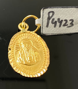 22k Solid Gold Simple Sikh Religious Guru Nanak Pendent p4423 - Royal Dubai Jewellers