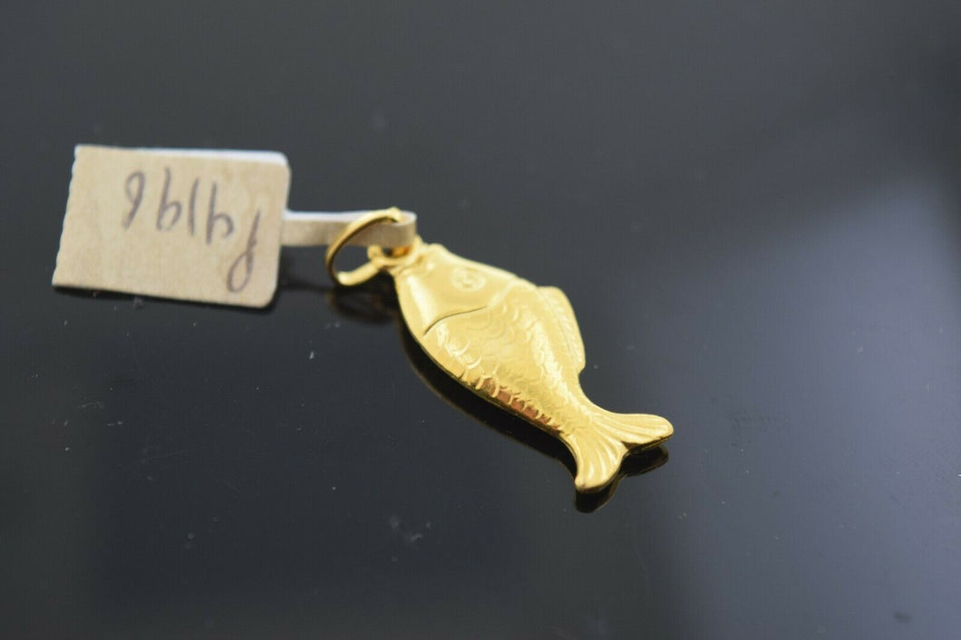 22k Solid Gold Charm Pendant Simple Cute Tiny Fish Design p4196 - Royal Dubai Jewellers