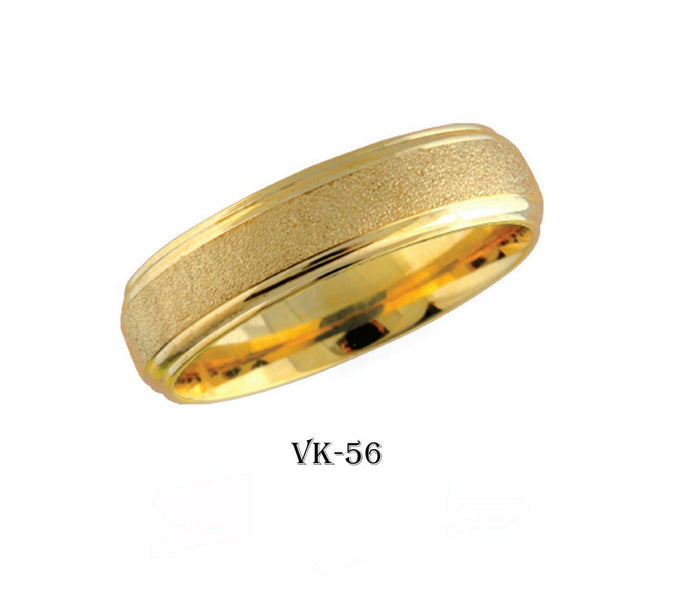 14k Solid Gold Elegant Ladies Modern Sand Finish Flat Band 6MM Ring VK56v - Royal Dubai Jewellers