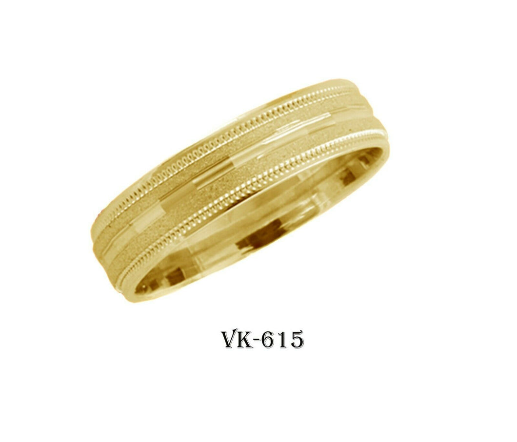 18k Solid Gold Elegant Ladies Modern Sandstone Flat Band 5mm Ring VK615v(Y) - Royal Dubai Jewellers