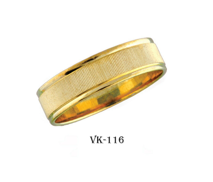 14k Solid Gold Elegant Ladies Modern Machine Finish Flat Band 6MM Ring Vk116v - Royal Dubai Jewellers