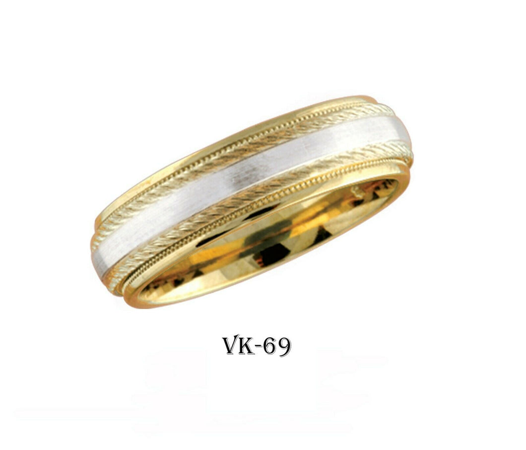 18k Solid Gold Elegant Ladies Modern Machine Finish Flat Band 6MM Ring Vk69v - Royal Dubai Jewellers