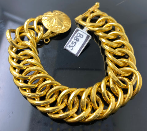 21k Solid Gold Simple Men Infinity Rings Bracelet b855 - Royal Dubai Jewellers