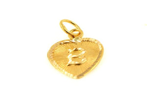 22k 22ct Solid Gold Charm Letter B Pendant Heart Design p1196 ns - Royal Dubai Jewellers