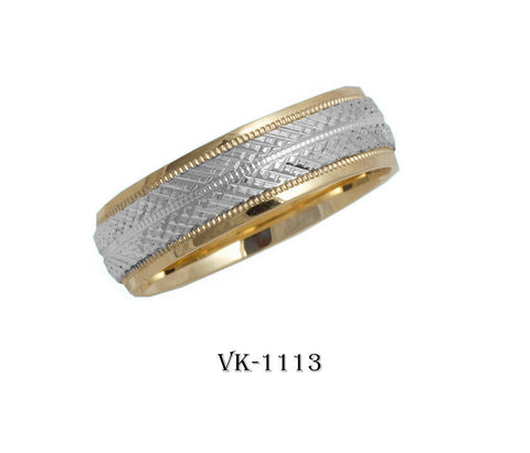 14k Solid Gold Elegant Ladies Modern Machine Finish Flat Band 6MM Ring VK1113v - Royal Dubai Jewellers