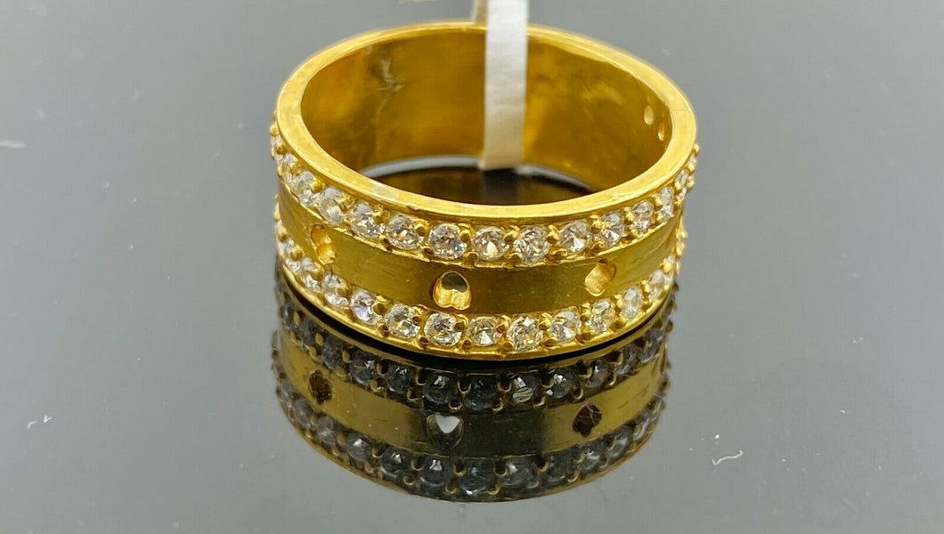 22k Ring Solid Gold ELEGANT Charm Ladies Stone Band SIZE 7.05 