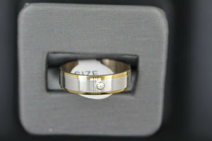 18k Solid Gold Elegant Ladies Modern Matte Finish with Zirconia Band Ring R9042m - Royal Dubai Jewellers