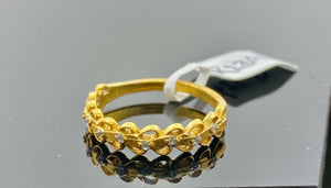 22k Ring Solid Gold ELEGANT Simple Floral Ladies Band r2392 - Royal Dubai Jewellers