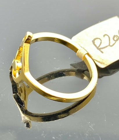 22k Ring Solid Gold ELEGANT Charm Heart and Music Note Ladies Band r2099z - Royal Dubai Jewellers