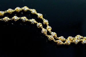 22k 22ct solid gold zerconia beaded elegant long womens chain c792 - Royal Dubai Jewellers