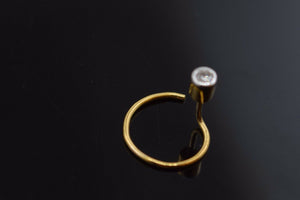 Authentic 18K Yellow Gold Nose Ring Round-Cut-Diamond VS2 n003 - Royal Dubai Jewellers