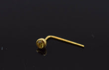 Authentic 18K Yellow Gold L-Shaped Nose Pin Stud Green Birth Stone August n37 - Royal Dubai Jewellers
