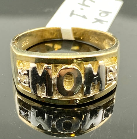 10k Ring Solid Gold Ladies Two tone Custom Made MOM With Signity Stones R2843 - Royal Dubai Jewellers