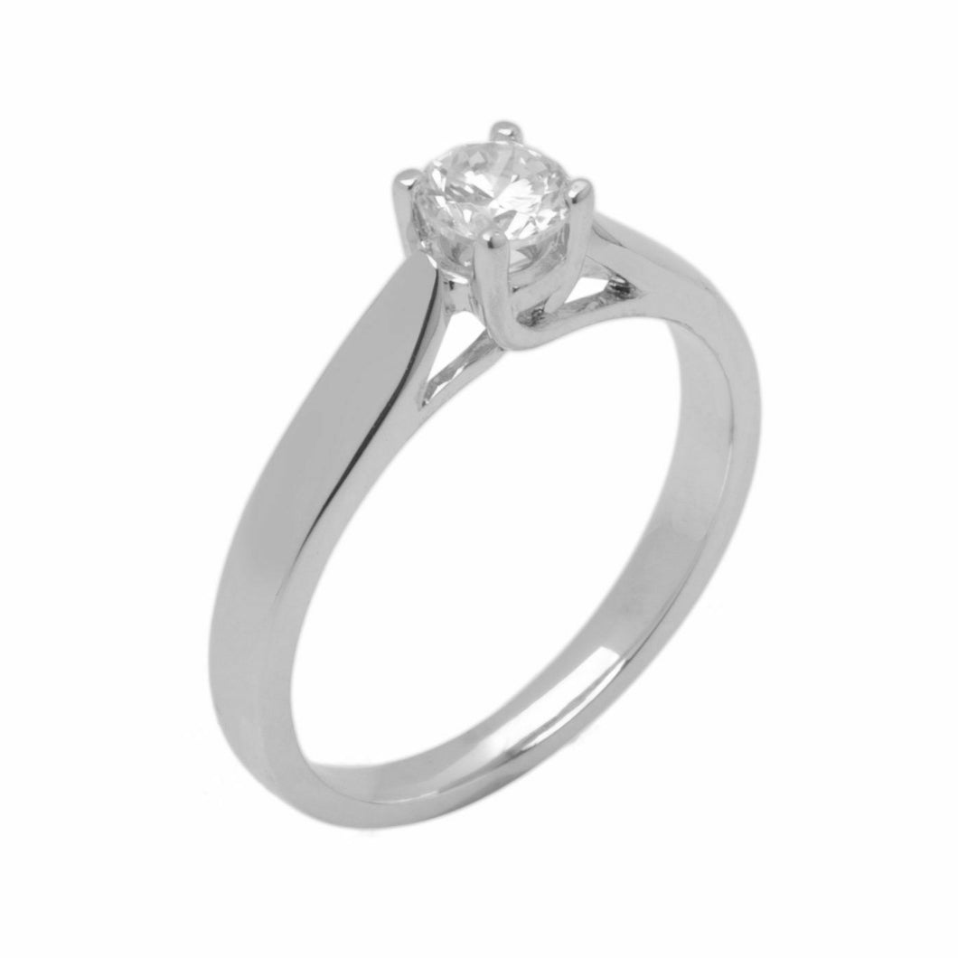 18k Solid Gold Elegant ladies Modern Open Tapered Round Solitaire Ring D2081v - Royal Dubai Jewellers